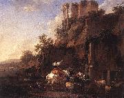 BERCHEM, Nicolaes Rocky Landscape with Antique Ruins oil